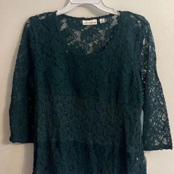 Dark Green Lace Women's Top - Picture 1 of 2